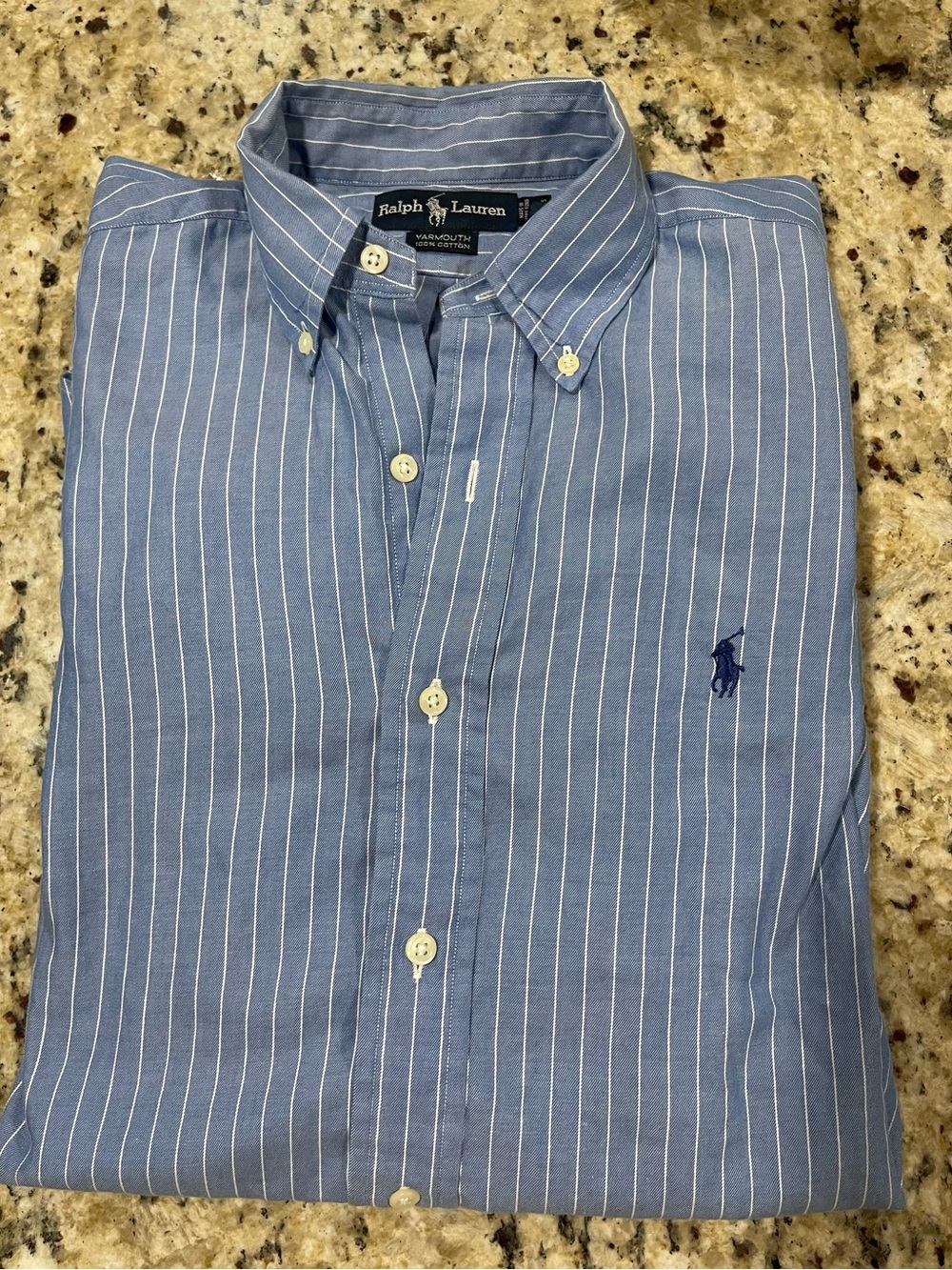 Ralph Lauren Blue and White Vertical Stripe Button-Down Shirt